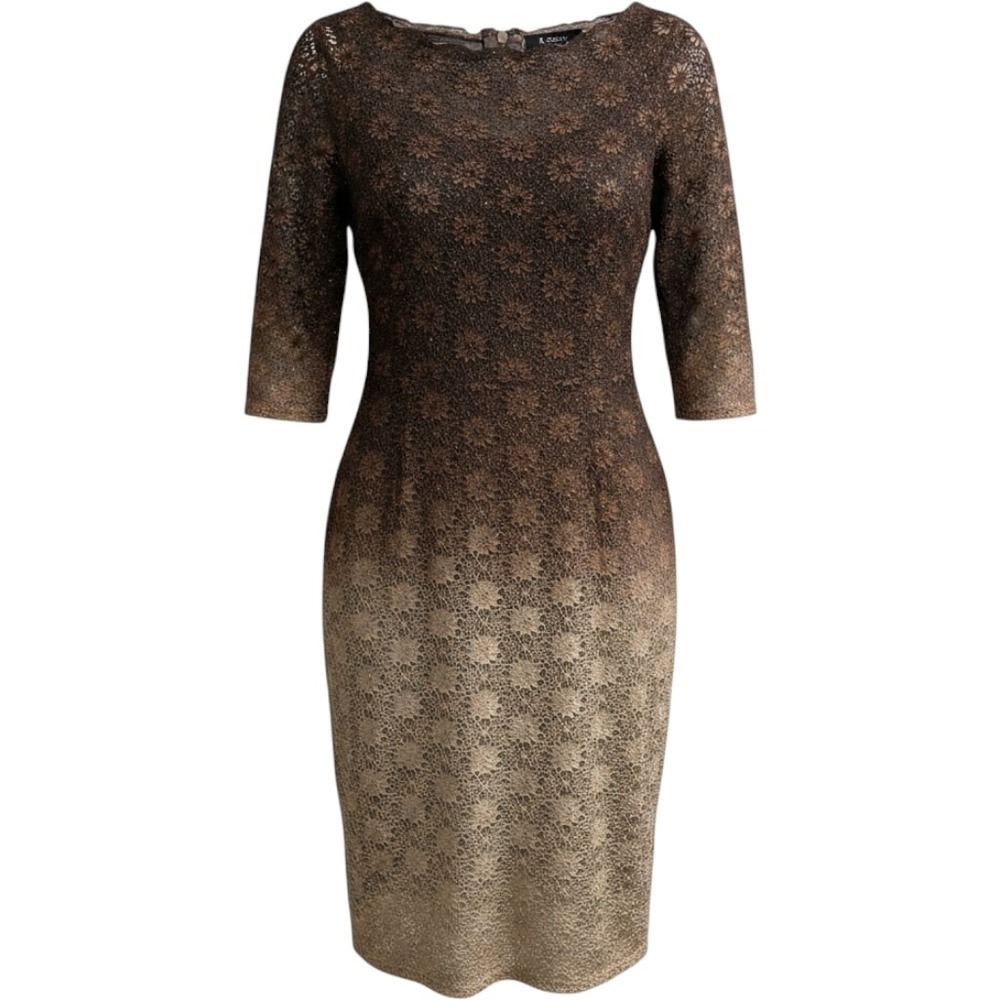 Vintage Onyx Y2K Dress Brown Lace Ombre Lined Off Shoulder Fitted Size 12 Fairy